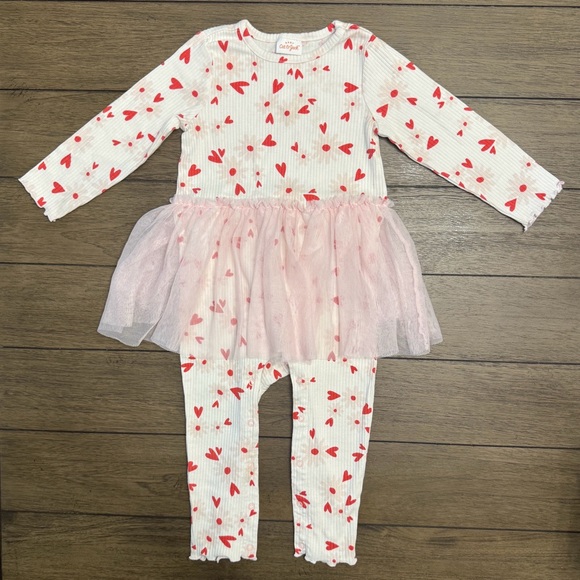 Cat & Jack Other - Cat & Jack Valentines Day Heart Print Tutu Romper Size 18M